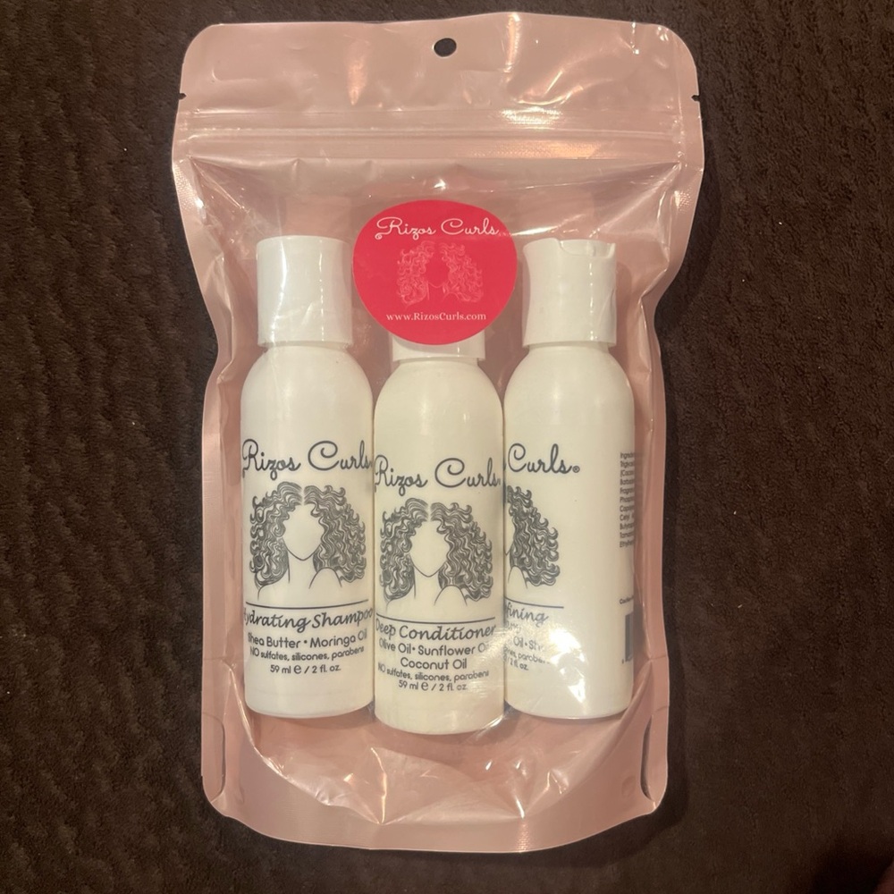 Rizos Curls Travel 3 Pack- Hydrating Shampoo, Deep Cond., Curl Cream 2 oz.